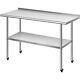 24'' X 48'' Stainless Steel Work Table With Backsplash Food Prep Commercial Table