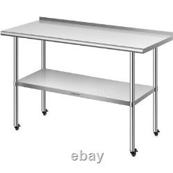 24'' x 48'' Stainless Steel Work Table with Backsplash Food Prep Commercial Table