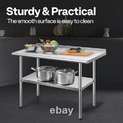 24'' x 48'' Stainless Steel Work Table with Backsplash Food Prep Commercial Table