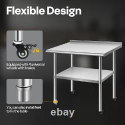 24'' x 48'' Stainless Steel Work Table with Backsplash Food Prep Commercial Table