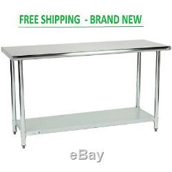 24 x 60 Adjustable Table Work Prep Undershelf Restaurant Indoor Stainless Steel