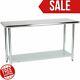 24 X 60 Adjustable Table Work Prep Undershelf Restaurant Indoor Stainless Steel