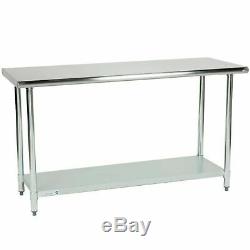 24 x 60 Adjustable Table Work Prep Undershelf Restaurant Indoor Stainless Steel