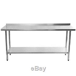24 x 72 Stainless Steel Work Prep Table with Backsplash Kitchen Restaurant New