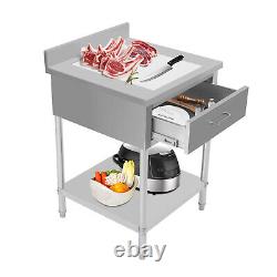 2424'' Commercial Stainless Steel Kitchen Prep Work Table with Backsplash