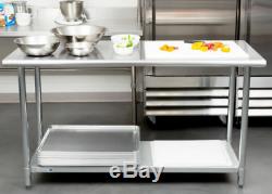 24x 60 Adjustable Table Work Prep Undershelf Restaurant Indoor Stainless Steel
