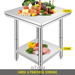 24x24x34.6 Commercial Stainless Steel Restaurant Kitchen Food Prep Work Table