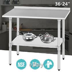 24x36 Commercial Stainless Steel Kitchen Prep Work Table Backsplash Restaurant