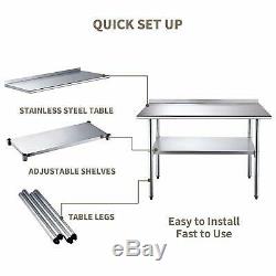24x36 Commercial Stainless Steel Kitchen Prep Work Table Backsplash Restaurant