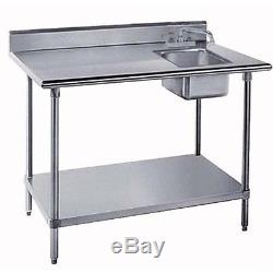 24x48 All Stainless Steel Work Table with Prep Sink on Right