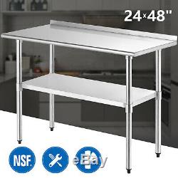 24x48 Stainless Steel Prep & Work Table Kitchen Restaurant with Backsplash Food