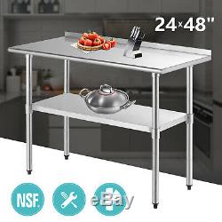 24x48 Stainless Steel Prep & Work Table Kitchen Restaurant with Backsplash Food