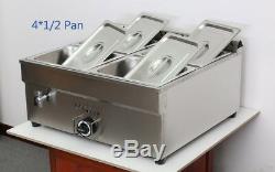 27.4in 4-Pan Propane Bain-Marie Buffet Food Warmer Steam Table 1Warmer+41/2Pan