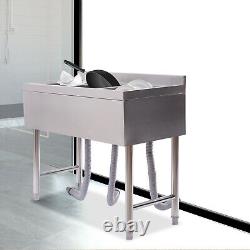 3 Compartment Commercial Kitchen Bar Sink with 3 Drainboards Stainless Steel