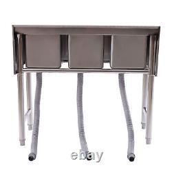 3 Compartment Commercial Kitchen Sink Prep Table Stainless Steel Restaurant Sink