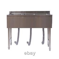 3 Compartment Commercial Kitchen Sink Prep Table Stainless Steel Restaurant Sink
