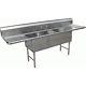 3 Compartment S/s Sink 14x10x10 With Two 12 Drainboards Etl Approved Se10143d