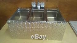3 Compartment Sink Ready To Install, Hot Dog Cart, Food Truck Or Trailer