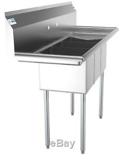 3 Compartment Stainless Steel Commercial Kitchen NSF Sink with 2 Drainboards 54