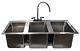 3 Compartment Stainless Steel Drop Sink With Goose Neck Faucet Nsf