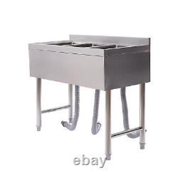 3 Compartment Stainless Steel Kitchen Bar Sink with 3 Drainboards Commercial US