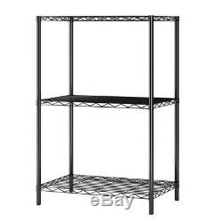 3-Layer Plastic Coated Iron Shelf 34'' x 24'' x 14'' Black