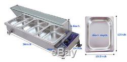 3-Pan Bain-Marie Food Warmer Steam Table Stainless Steel 1500W 36Inch