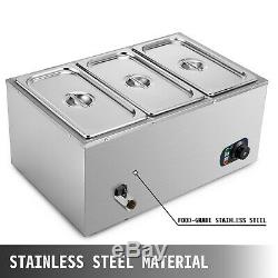 3-Pan Food Warmer Steam Table Steamer 3 Pots Large Capacity Portable 850W 110V