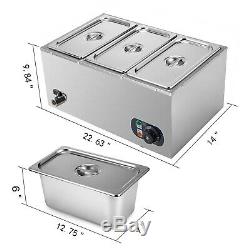 3-Pan Food Warmer Steam Table Steamer 3 Pots Large Capacity Portable 850W 110V