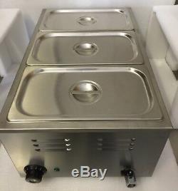 3 Pot Electric Wet Baine Marie Three 150mm Gastro Pans Sauce Soup Food Warmers