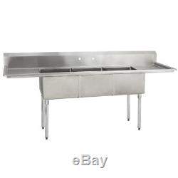 (3) Three Compartment Commercial Stainless Steel Sink 90 x 23.8 G