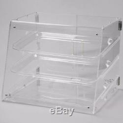 3 Tray Bakery Clear Acrylic Pastry Pastries Display Case with Rear Doors