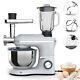 3 In 1 Tilt-head Stand Mixer With7qt Bowl 6 Speed 850w Meat Grinder Blender Silver