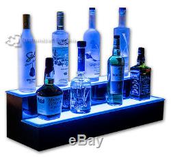 30 2 Step Tier LED Lighted Shelves Illuminated Liquor Bottle Display FREE SHIP