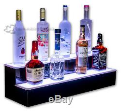 30 2 Step Tier LED Lighted Shelves Illuminated Liquor Bottle Display FREE SHIP