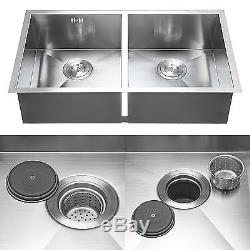 30 Commercial Stainless Steel Kitchen Sink Double Bowl Undermount 18 Gauge