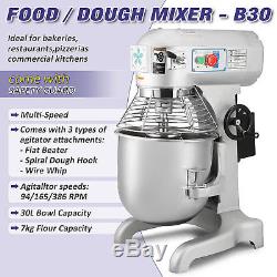 30 Qt Commercial Dough Blender Food Mixer Three Speed Capacity 7kg Processor
