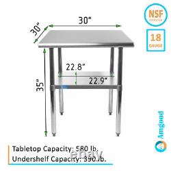 30 X 30 Stainless Steel Table NSF Metal Work Table For Kitchen Prep Utility