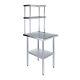 30 In. X 24 In. Stainless Steel Work Table & 12 In. Wide Double Tier Overshelf