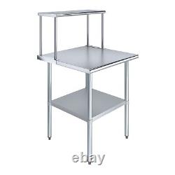 30 in. X 30 in. Stainless Steel Table with 12 in. Wide Single Tier Overshelf