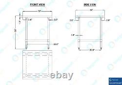 30 in. X 30 in. Stainless Steel Table with Drawer