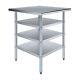 30 In. X 30 In. Stainless Steel Work Table With 3 Shelves Metal Utility Table