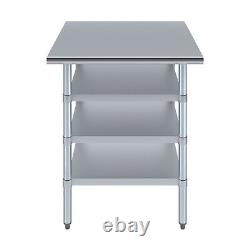 30 in. X 30 in. Stainless Steel Work Table With 3 Shelves Metal Utility Table