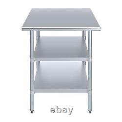 30 in. X 30 in. Stainless Steel Work Table with 2 Shelves Metal Utility Table