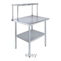 30 in. X 36 in. Stainless Steel Table with 12 in. Wide Single Tier Overshelf