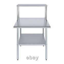 30 in. X 36 in. Stainless Steel Table with 12 in. Wide Single Tier Overshelf