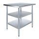 30 In. X 36 In. Stainless Steel Work Table With 2 Shelves Metal Utility Table