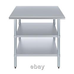 30 in. X 36 in. Stainless Steel Work Table with 2 Shelves Metal Utility Table