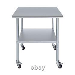 30 x 36 Stainless Steel Table With Wheels NSF Prep Metal Work Table Casters