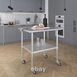 30 x 36 Stainless Steel Table With Wheels NSF Prep Metal Work Table Casters